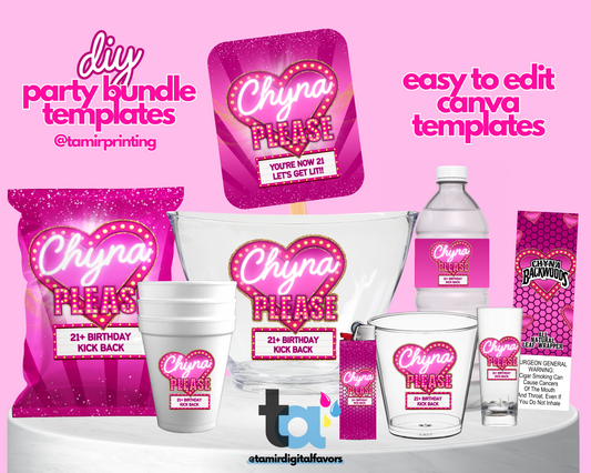Pink Roulette Party Bundle Templates - Canva Edition